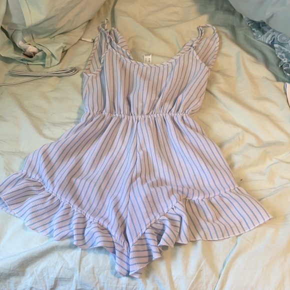 2/$15 Urban Heritage Pinstripe Frilly Romper - Picture 7 of 7